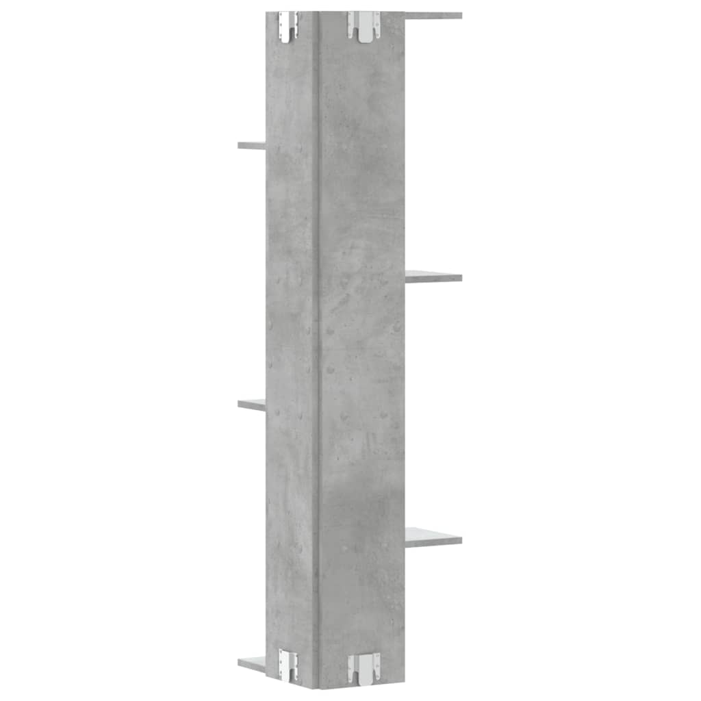 Hoekwandschap 36,5x36,5x140 cm bewerkt hout betongrijs