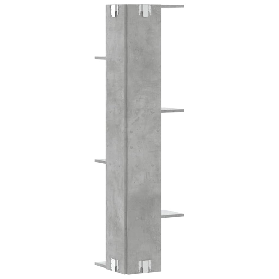 Hoekwandschap 36,5x36,5x140 cm bewerkt hout betongrijs