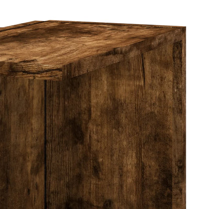 Hoekwandschap 36,5x36,5x140 cm bewerkt hout gerookt eikenkleur