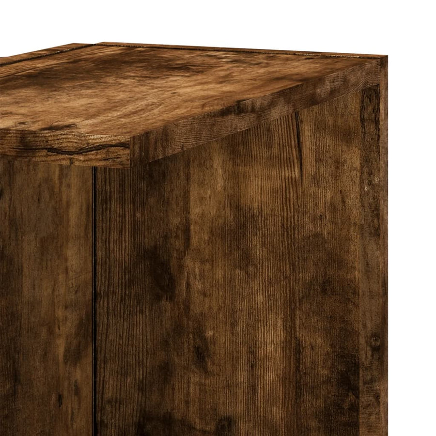 Hoekwandschap 36,5x36,5x140 cm bewerkt hout gerookt eikenkleur