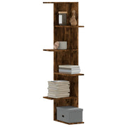 Hoekwandschap 36,5x36,5x140 cm bewerkt hout gerookt eiken