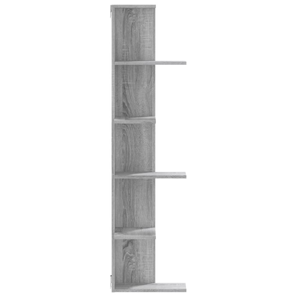 Hoekwandschap 36,5x36,5x140 cm bewerkt hout grijs sonoma eiken