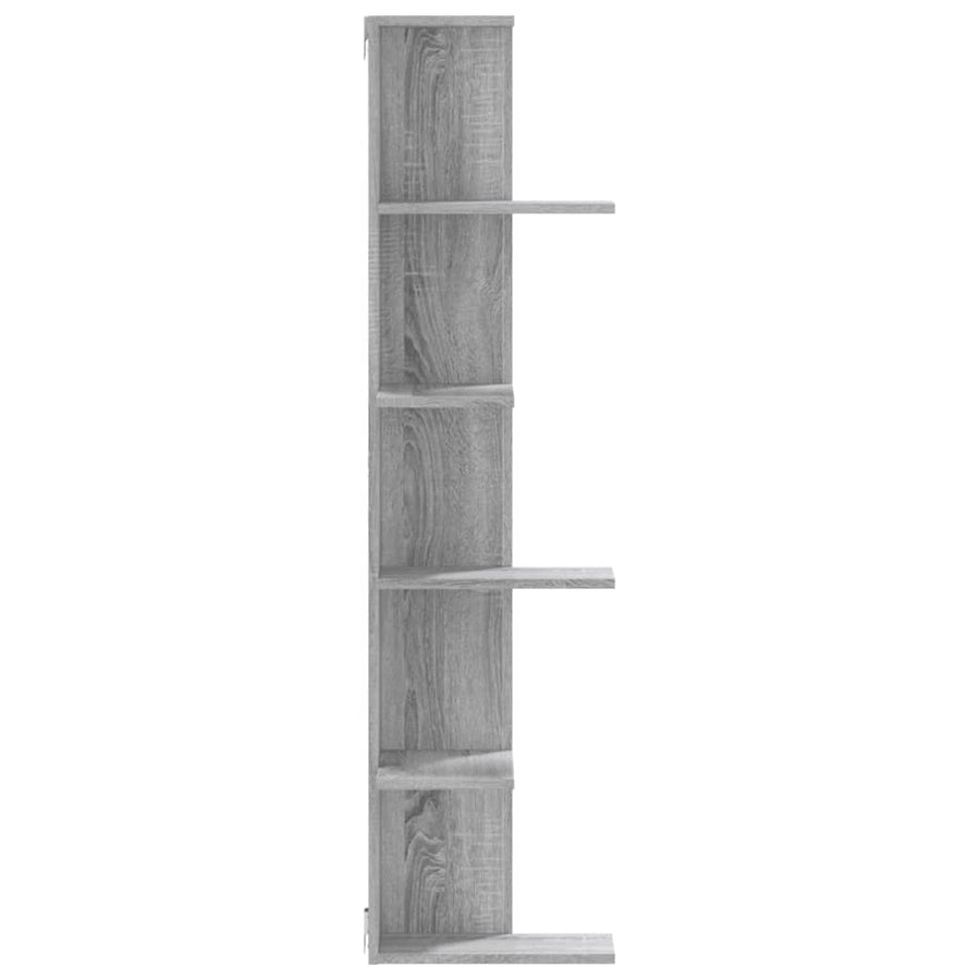Hoekwandschap 36,5x36,5x140 cm bewerkt hout grijs sonoma eiken