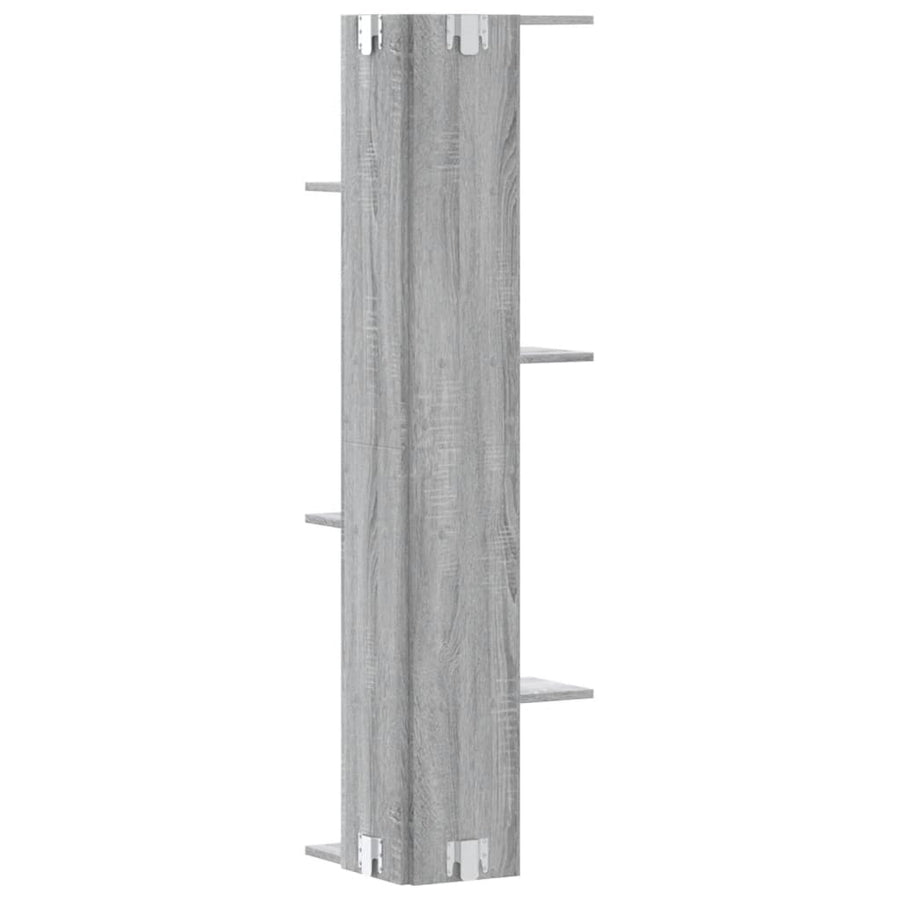 Hoekwandschap 36,5x36,5x140 cm bewerkt hout grijs sonoma eiken