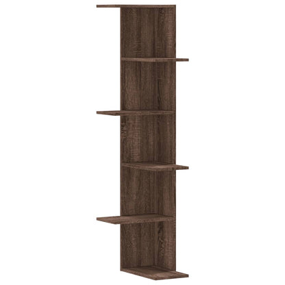 Hoekwandschap 36,5x36,5x140 cm bewerkt hout bruin eikenkleurig
