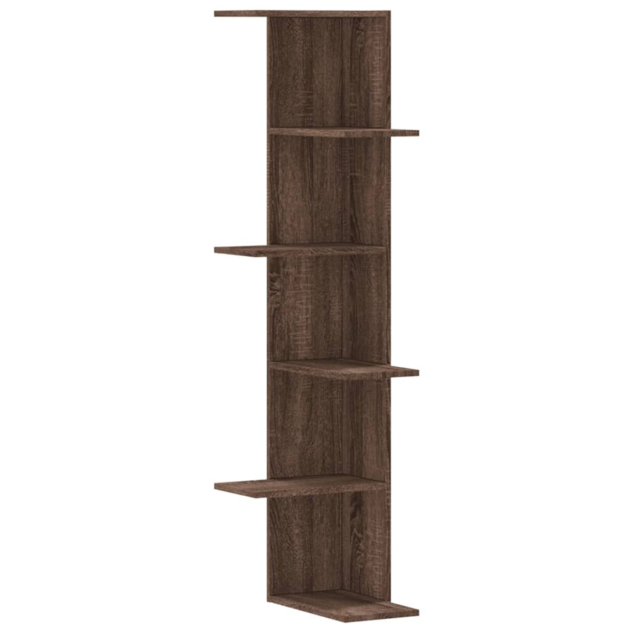 Hoekwandschap 36,5x36,5x140 cm bewerkt hout bruin eikenkleurig