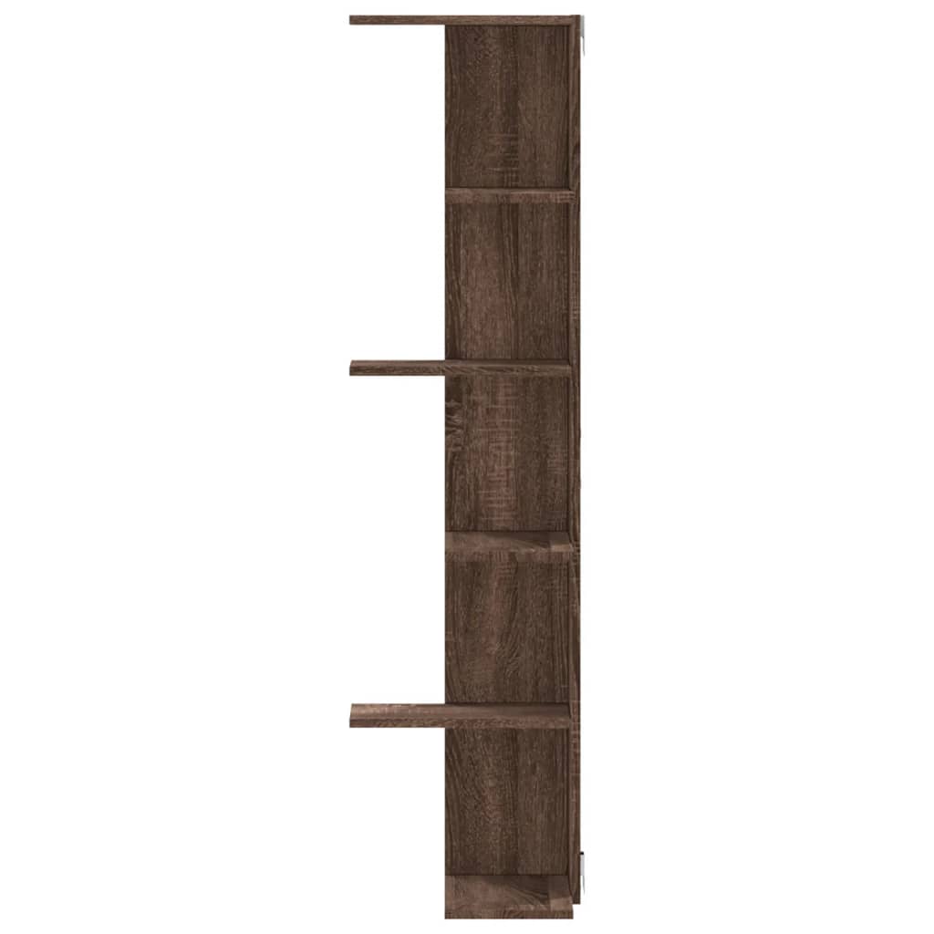 Hoekwandschap 36,5x36,5x140 cm bewerkt hout bruin eikenkleurig