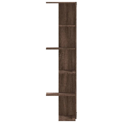 Hoekwandschap 36,5x36,5x140 cm bewerkt hout bruin eikenkleurig