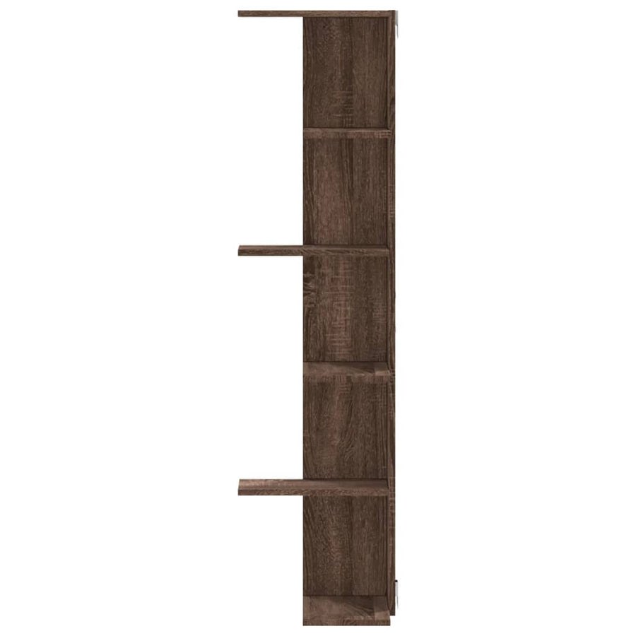 Hoekwandschap 36,5x36,5x140 cm bewerkt hout bruin eikenkleurig