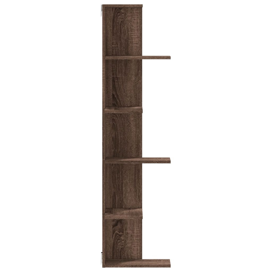 Hoekwandschap 36,5x36,5x140 cm bewerkt hout bruin eikenkleurig