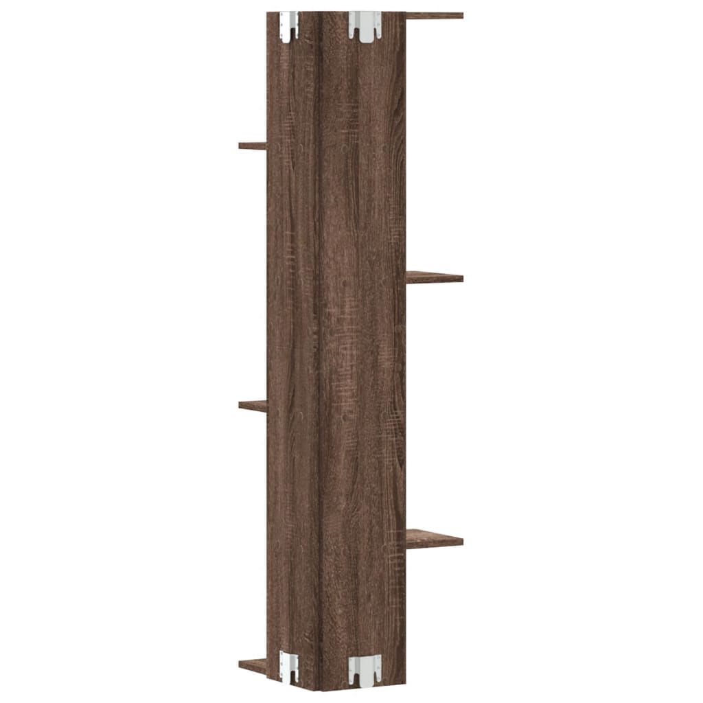 Hoekwandschap 36,5x36,5x140 cm bewerkt hout bruin eikenkleurig