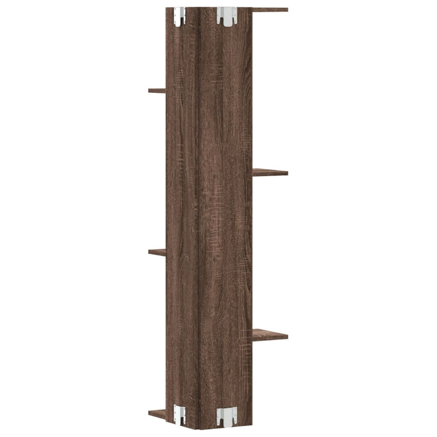 Hoekwandschap 36,5x36,5x140 cm bewerkt hout bruin eikenkleurig