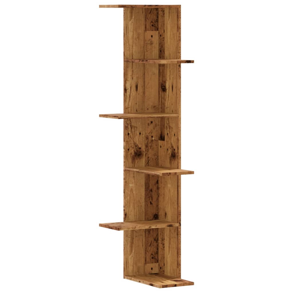 Hoekwandschap 36,5x36,5x140 cm bewerkt hout out houtkleurig