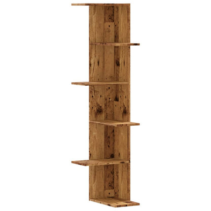 Hoekwandschap 36,5x36,5x140 cm bewerkt hout out houtkleurig