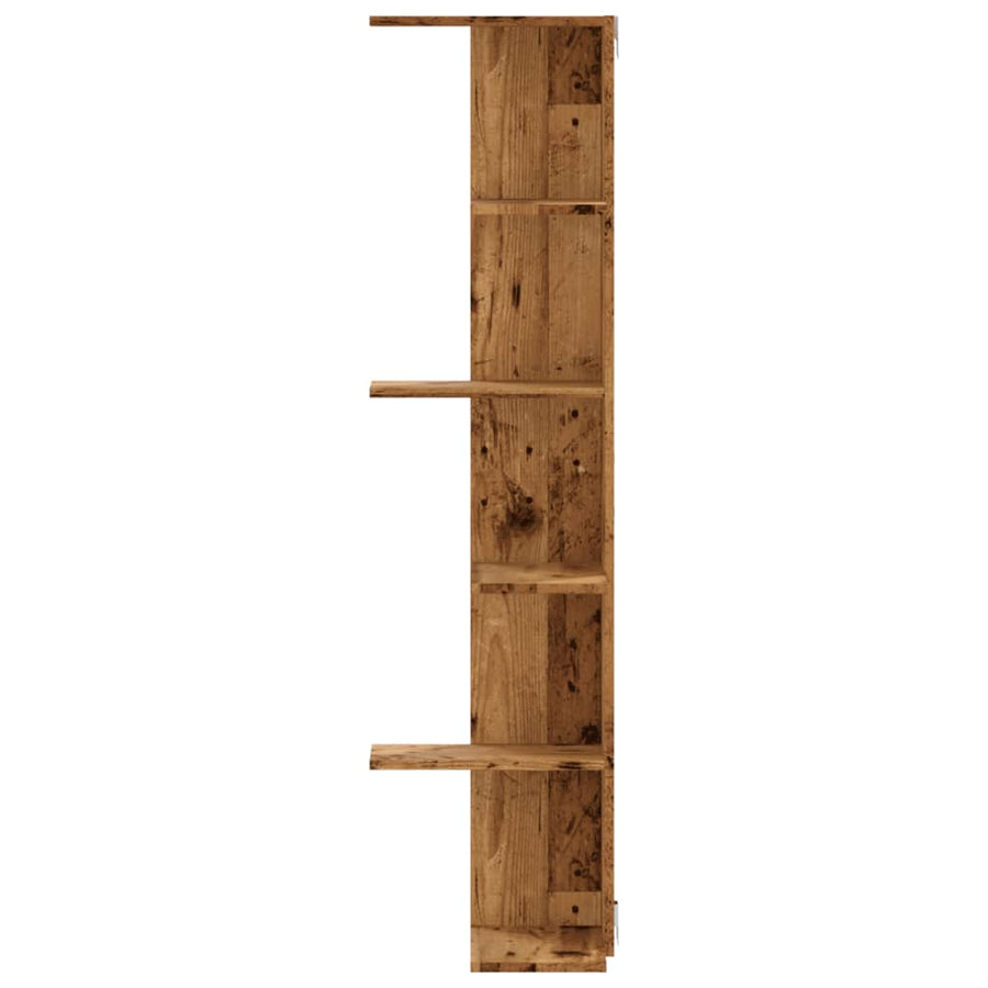 Hoekwandschap 36,5x36,5x140 cm bewerkt hout out houtkleurig