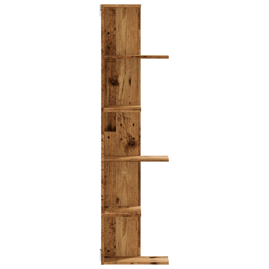 Hoekwandschap 36,5x36,5x140 cm bewerkt hout out houtkleurig