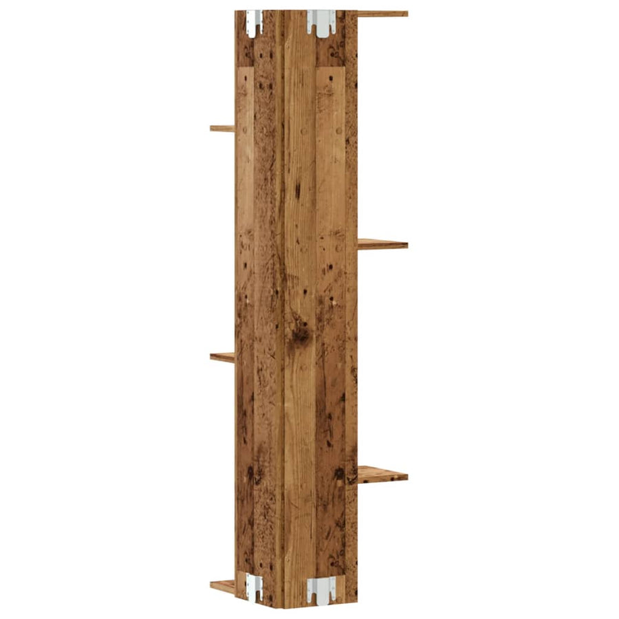 Hoekwandschap 36,5x36,5x140 cm bewerkt hout out houtkleurig