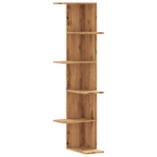 Hoekwandschap 36,5x36,5x140 cm bewerkt hout artisanaal eiken