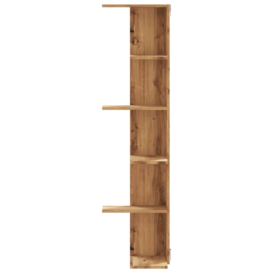 Hoekwandschap 36,5x36,5x140 cm bewerkt hout artisanaal eiken