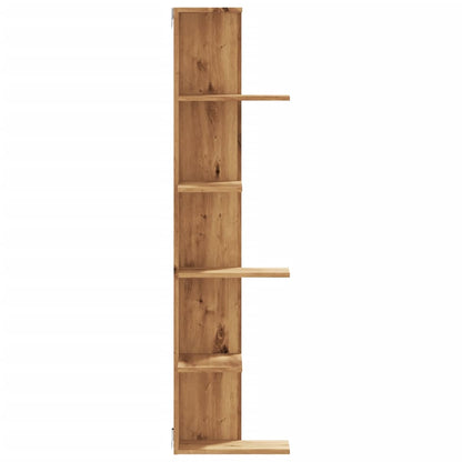 Hoekwandschap 36,5x36,5x140 cm bewerkt hout artisanaal eiken
