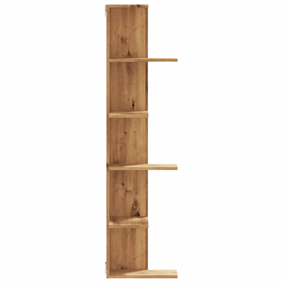 Hoekwandschap 36,5x36,5x140 cm bewerkt hout artisanaal eiken