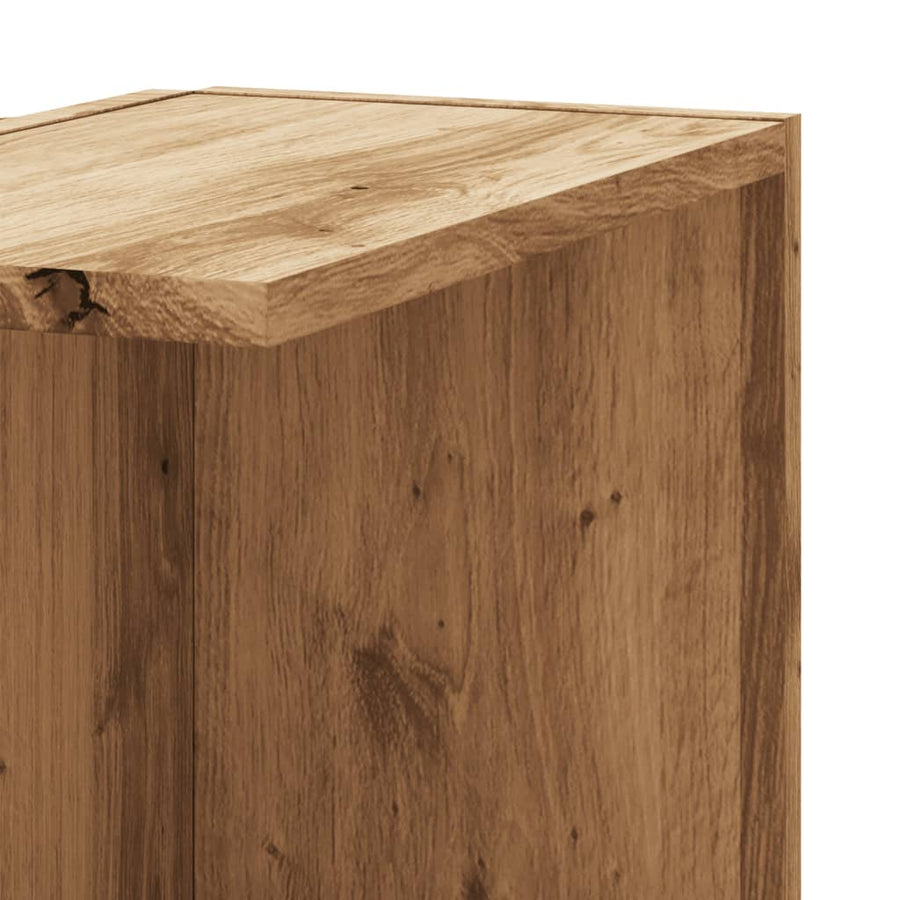 Hoekwandschap 36,5x36,5x140 cm bewerkt hout artisanaal eiken