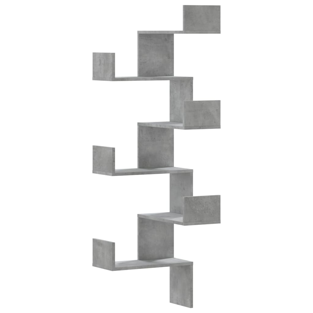 Hoekwandschap 45x45x147 cm bewerkt hout betongrijs