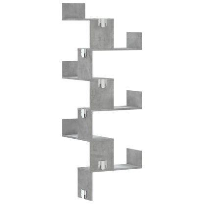 Hoekwandschap 45x45x147 cm bewerkt hout betongrijs