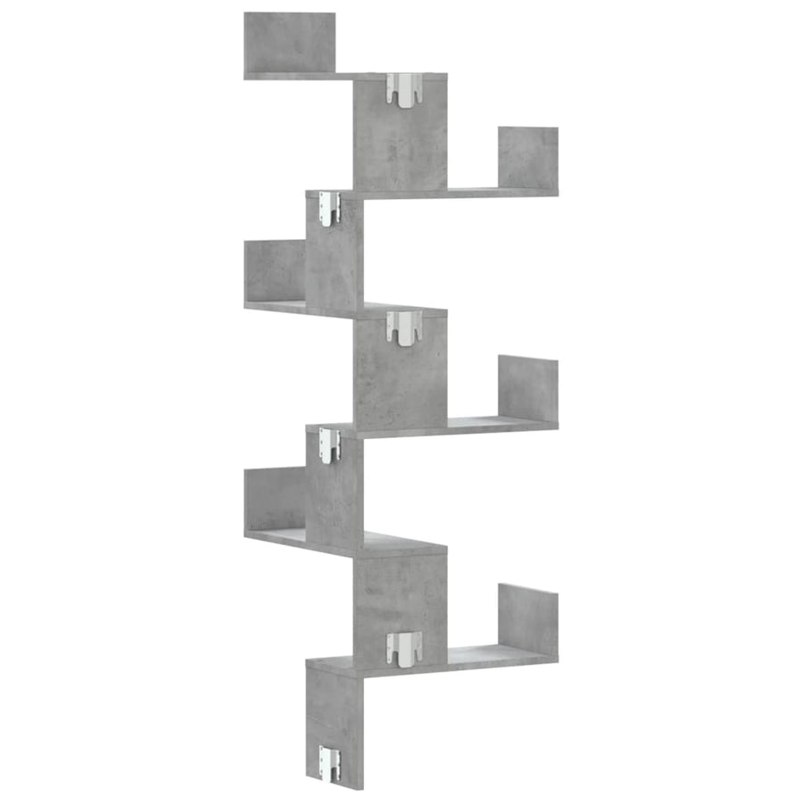Hoekwandschap 45x45x147 cm bewerkt hout betongrijs