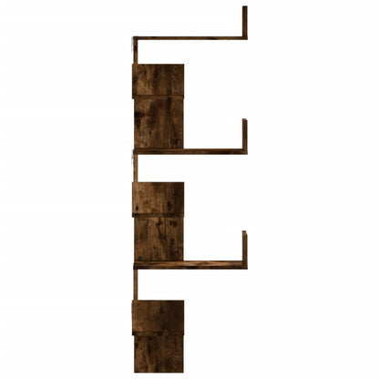 Hoekwandschap 45x45x147 cm bewerkt hout gerookt eikenkleurig