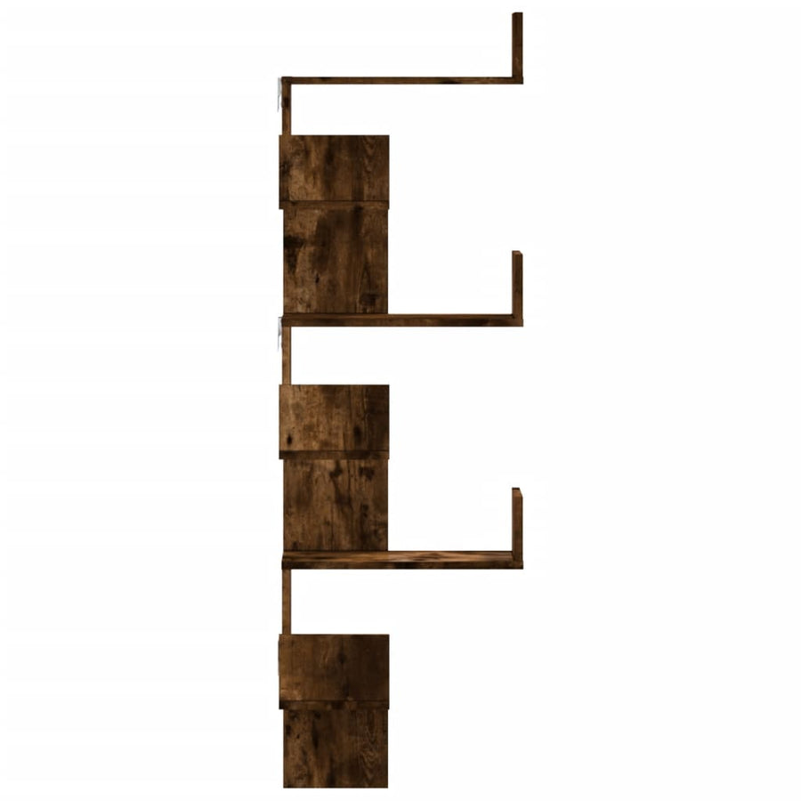 Hoekwandschap 45x45x147 cm bewerkt hout gerookt eikenkleurig