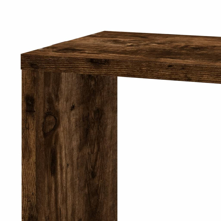Hoekwandschap 45x45x147 cm bewerkt hout gerookt eikenkleurig