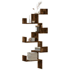 Corner shelf 45x45x147 cm treated smoked oak wood
