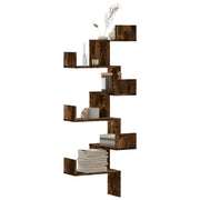 Hoekwandschap 45x45x147 cm bewerkt hout gerookt eiken
