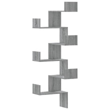 Hoekwandschap 45x45x147 cm bewerkt hout grijs sonoma eikenkleur