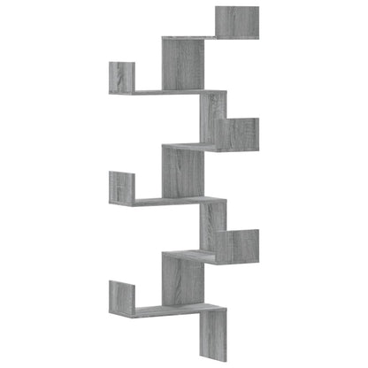 Hoekwandschap 45x45x147 cm bewerkt hout grijs sonoma eikenkleur