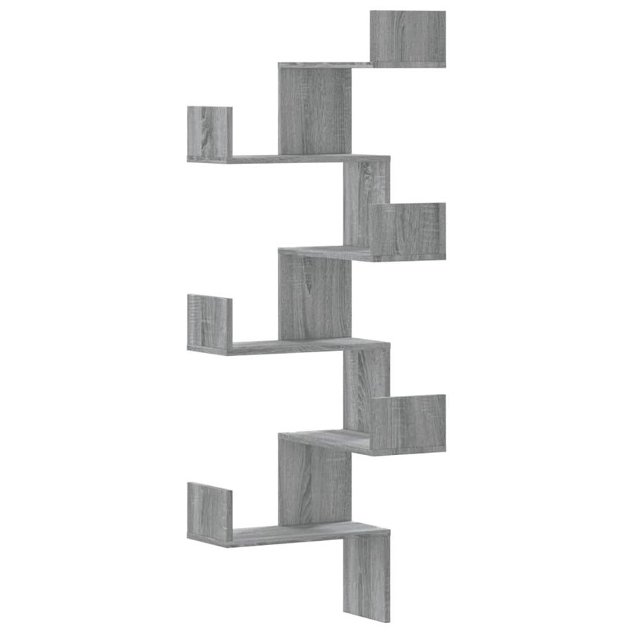Hoekwandschap 45x45x147 cm bewerkt hout grijs sonoma eikenkleur