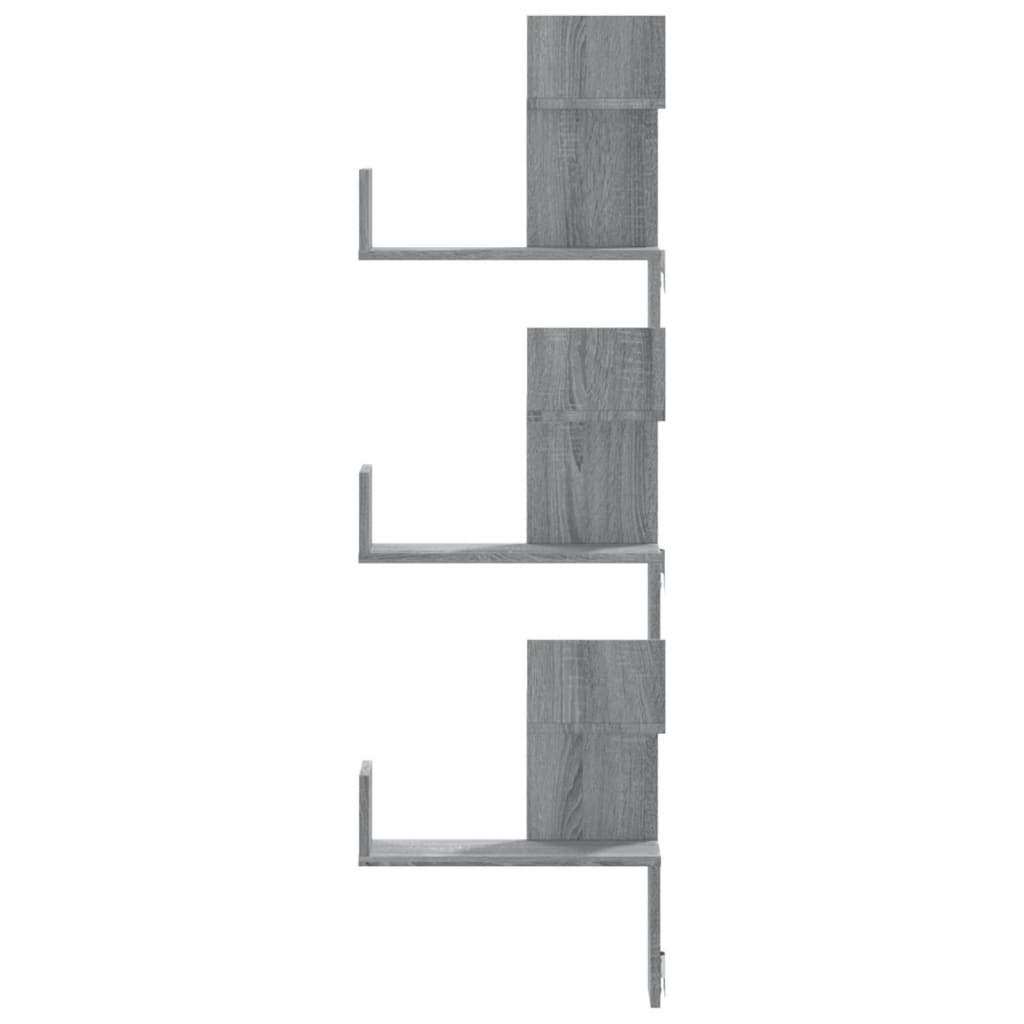 Hoekwandschap 45x45x147 cm bewerkt hout grijs sonoma eikenkleur