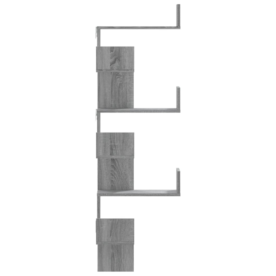 Hoekwandschap 45x45x147 cm bewerkt hout grijs sonoma eikenkleur