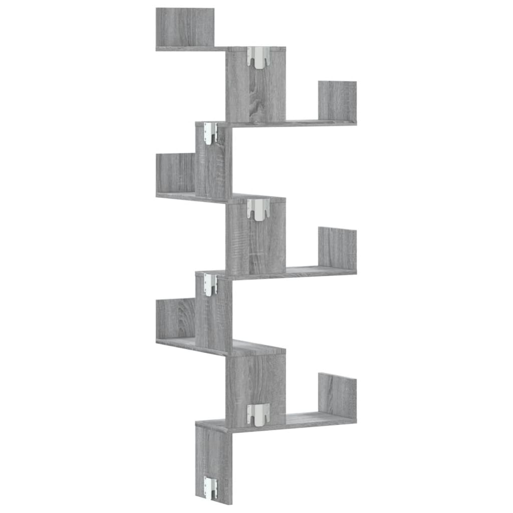 Hoekwandschap 45x45x147 cm bewerkt hout grijs sonoma eikenkleur