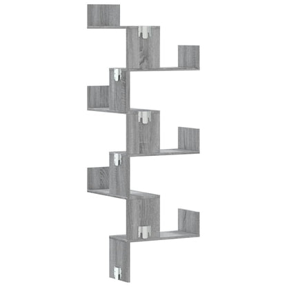 Hoekwandschap 45x45x147 cm bewerkt hout grijs sonoma eikenkleur