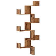 Hoekwandschap 45x45x147 cm bewerkt hout out houtkleurig