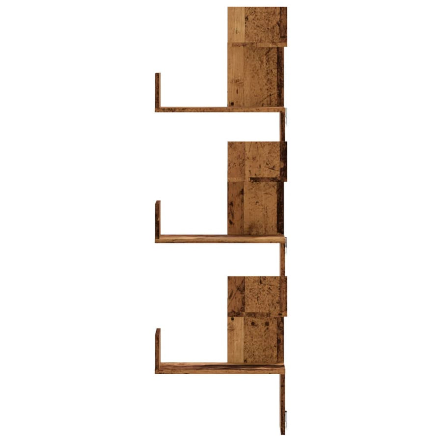 Hoekwandschap 45x45x147 cm bewerkt hout out houtkleurig