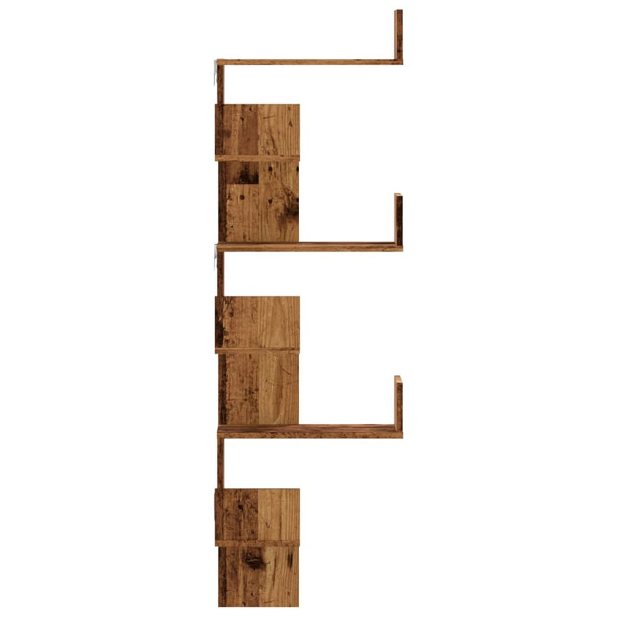 Hoekwandschap 45x45x147 cm bewerkt hout out houtkleurig