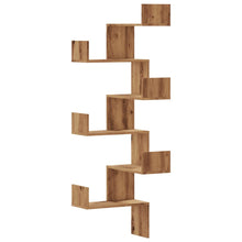 Hoekwandschap 45x45x147 cm bewerkt hout artisanaal eikenkleurig