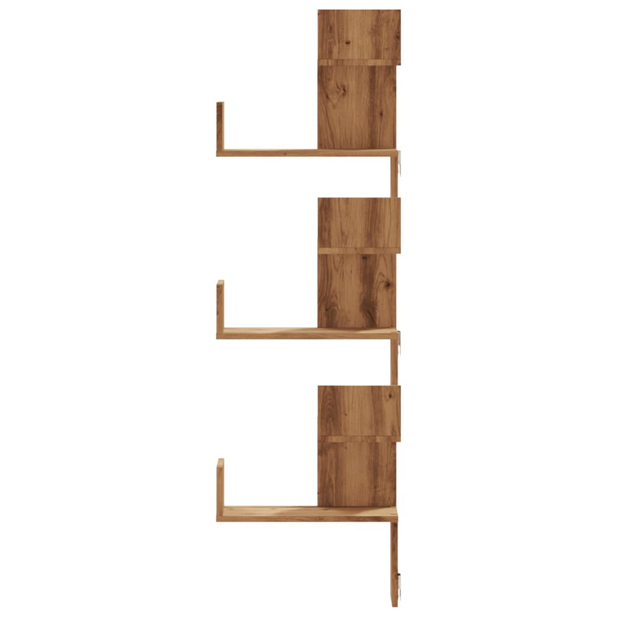 Hoekwandschap 45x45x147 cm bewerkt hout artisanaal eikenkleurig