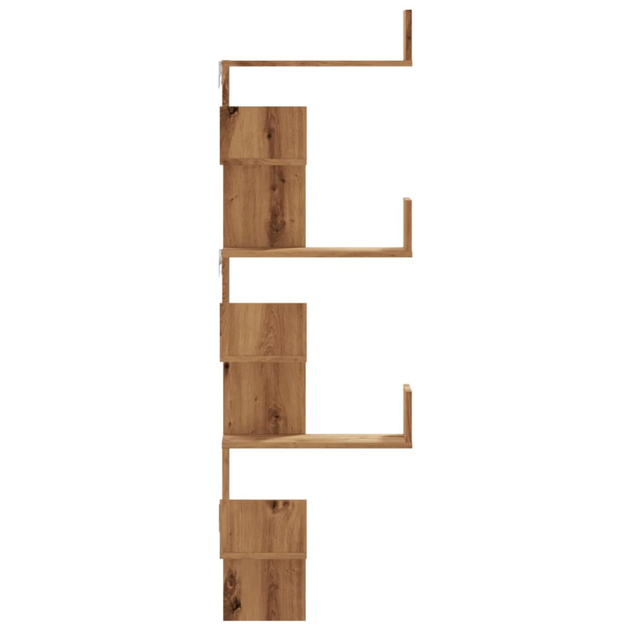 Hoekwandschap 45x45x147 cm bewerkt hout artisanaal eikenkleurig