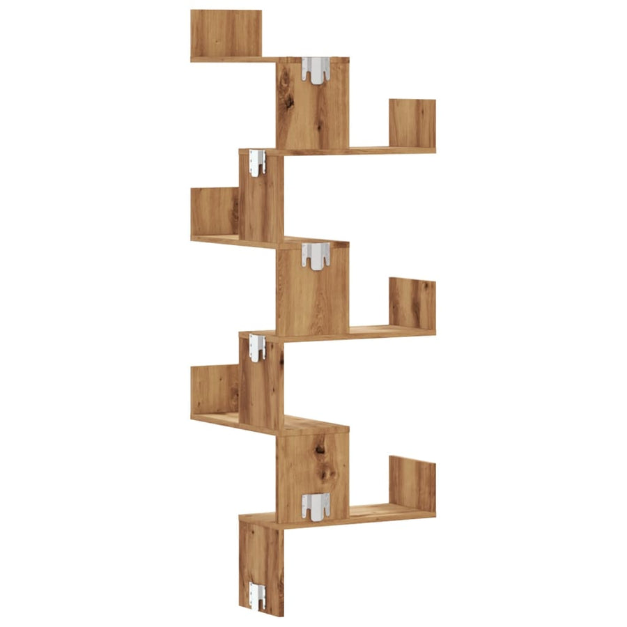 Hoekwandschap 45x45x147 cm bewerkt hout artisanaal eikenkleurig