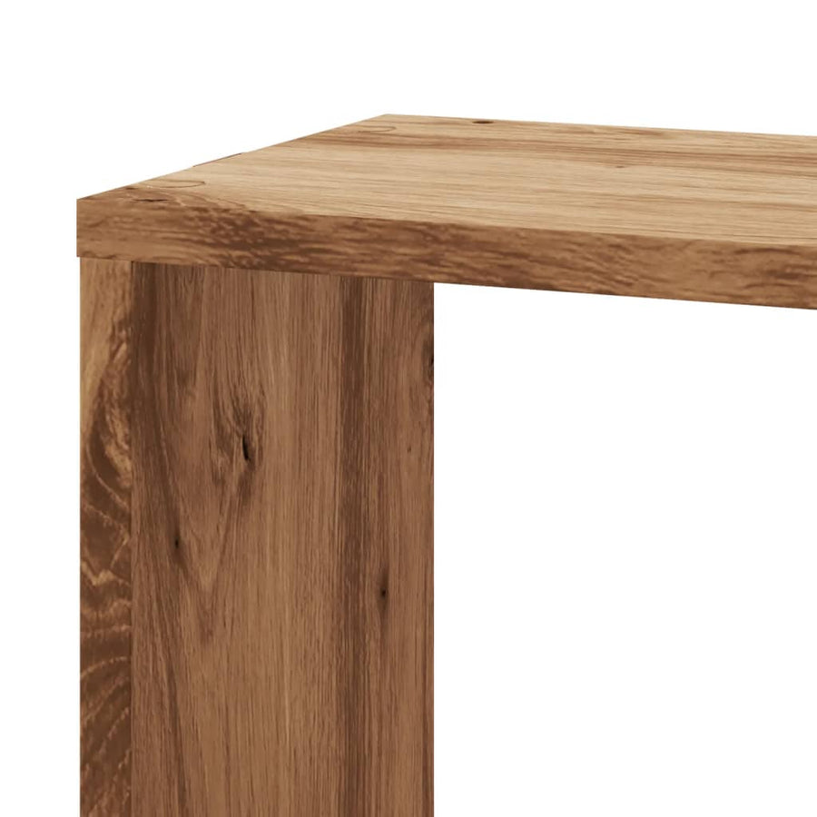 Hoekwandschap 45x45x147 cm bewerkt hout artisanaal eikenkleurig