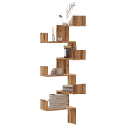 Corner shelf 45x45x147 cm treated wood artisanal oak look